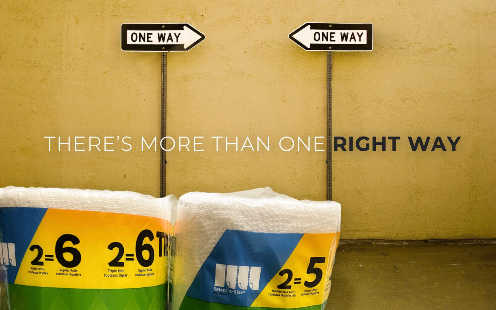 Paper towel math: There's more than one right way. Signs and paper towel rolls.